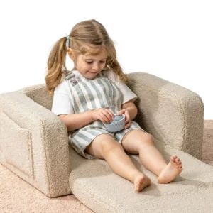 LUMI 2in1 fotelis-lova TEDDY – šviesiai smėlinis