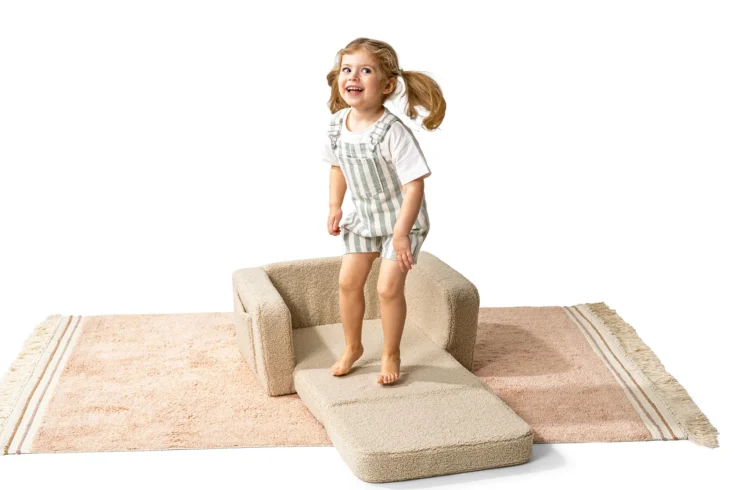 LUMI 2in1 fotelis-lova TEDDY – šviesiai smėlinis - Image 3