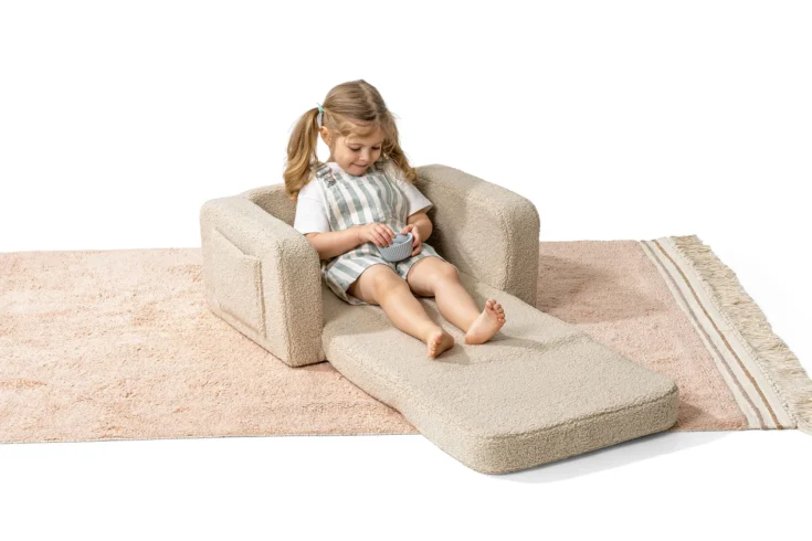 LUMI 2in1 fotelis-lova TEDDY – šviesiai smėlinis - Image 2