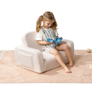 LUMI 2in1 fotelis-lova TEDDY – švelniai kreminis