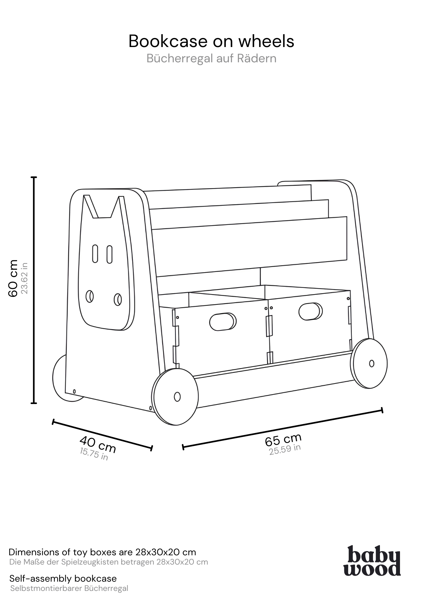 Medinė knygų ir žaislų lentyna su ratukais - Image 12