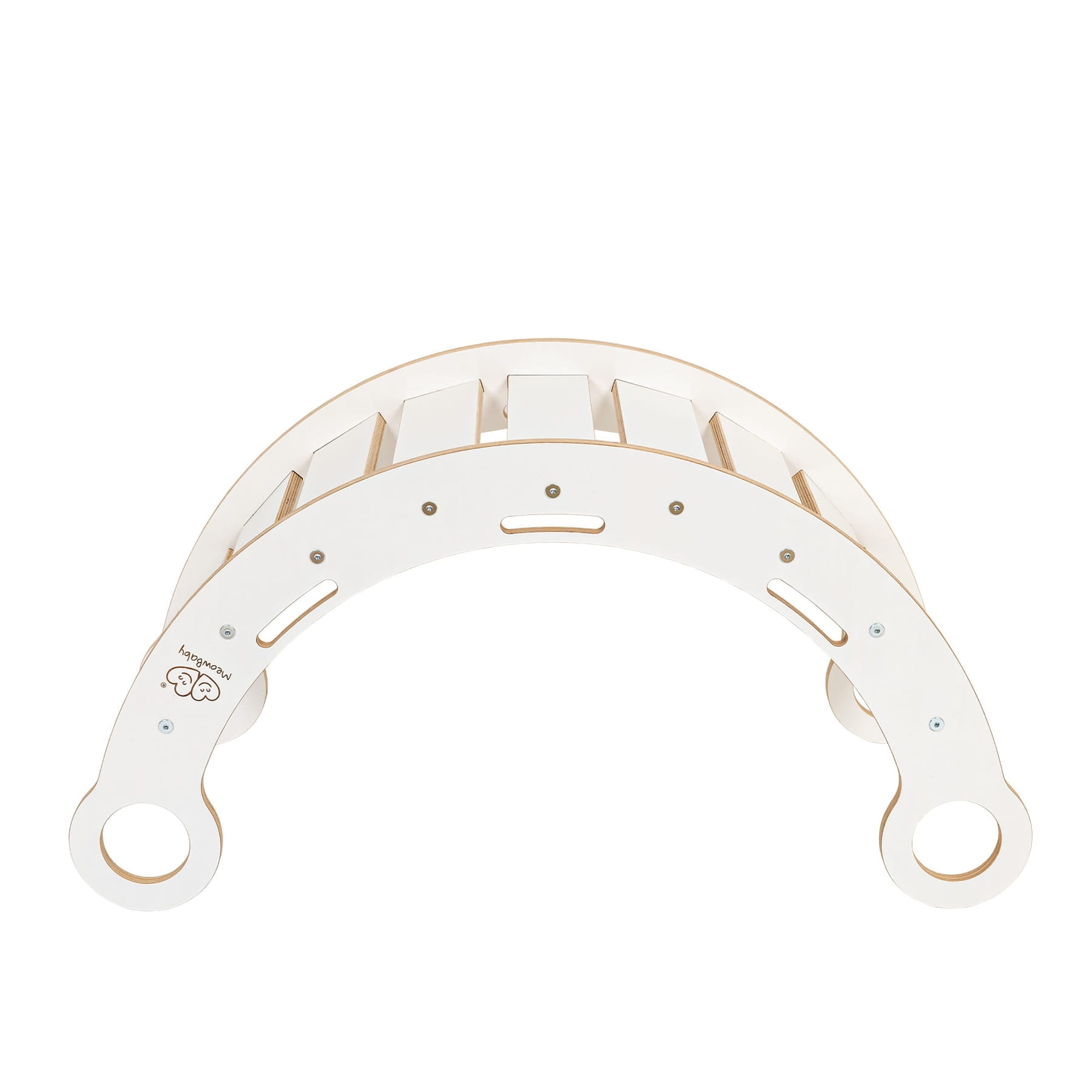 Baltas medinis supamasis rokeris su pagalvėle, čiuožykla ir kopėčiomis - vidutinio dydžio - Image 10