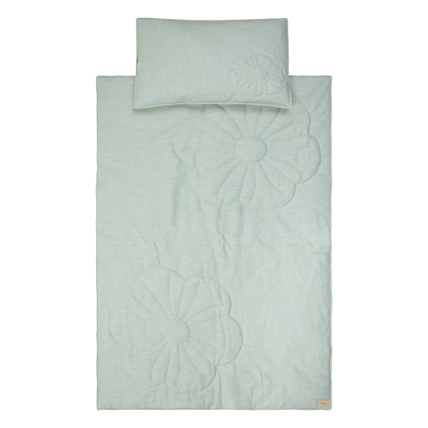 Vaikiškas lino patalynės komplektas „Bloom Mint“ - didelis dydis