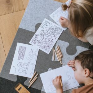 9 dalių veltinio dėlionės žaidimų kilimėlis – laipynių priedas