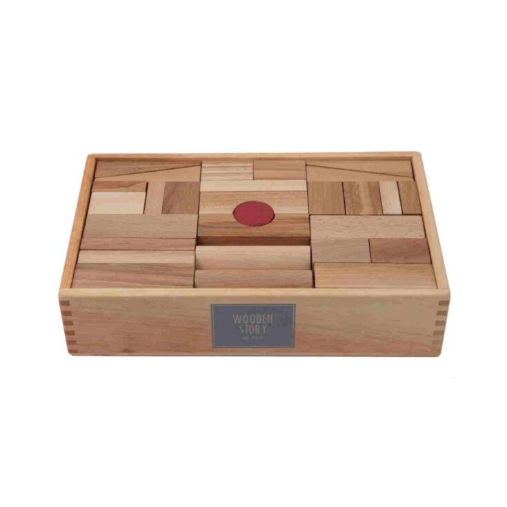 "Wooden Story" medinės kaladėlės dėžutėje – natūralios, 63 dalys - Image 4