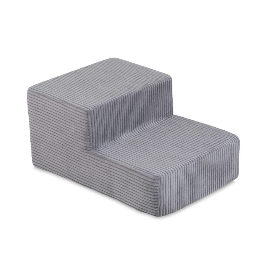 PLUSH NEST žaidimų aikštelė su sausu baseinu ir laipteliais (+200 kamuoliukų: perlo, sidabrinė, šviesiai mėlyna), pilka, premium velvetas - Image 4