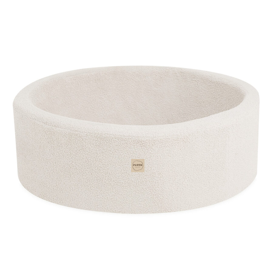 PLUSH NEST sausas baseinas (be kamuoliukų), apvalus, 90×30 cm, kreminis, ėriuko audinio