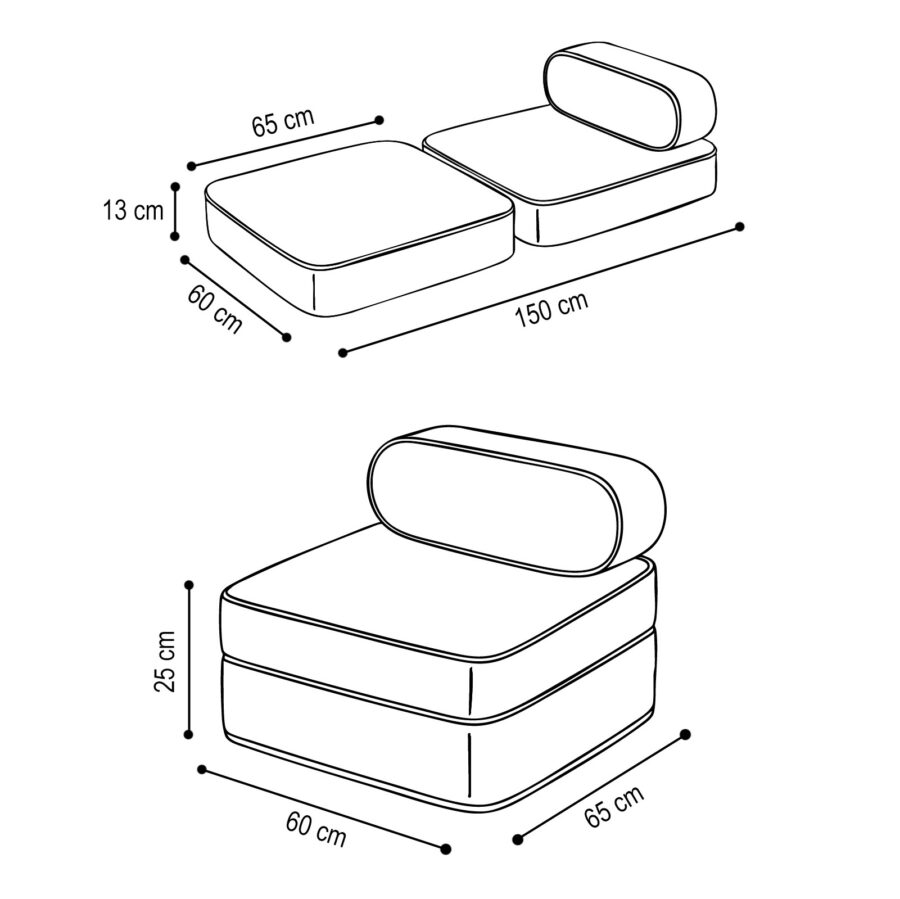PLUSH NEST vaikiškas išskleidžiamas fotelis, 150x60x25 cm, kreminis ėriuko audinys - Image 6