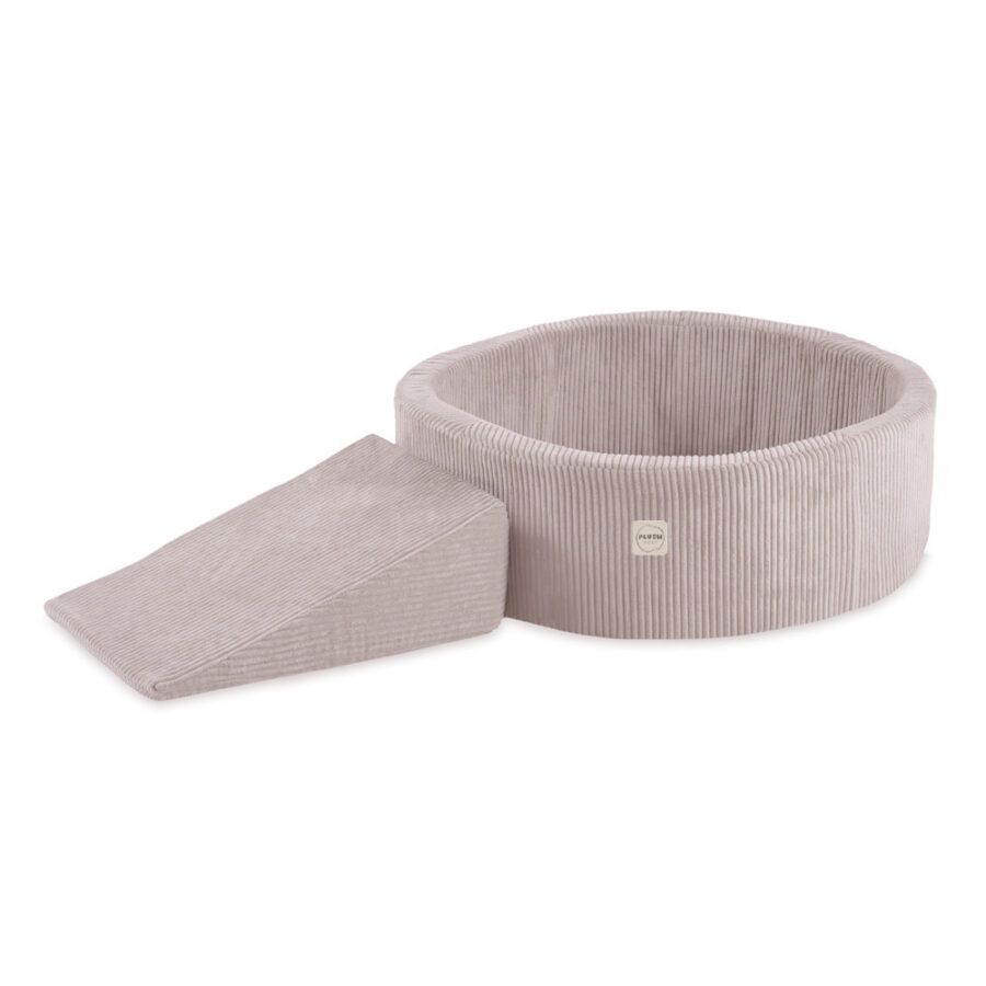 PLUSH NEST žaidimų aikštelė su sausu baseinu ir trikampiu (+200 kamuoliukų: perlo, auksinė, šviesiai rožinio perlo), šviesiai rožinė, premium velvetas - Image 2