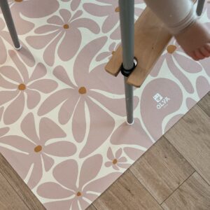 Apsauginis valgymo kilimėlis, neslystantis ir atsparus vandeniui "Daisy Pink"