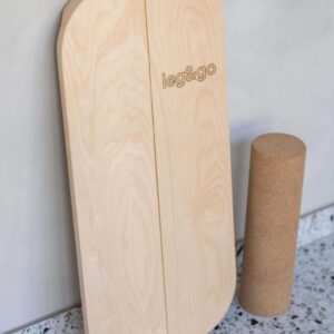 Stačiakampė balanso lenta su mankštos voleliu - šoninis logotipas