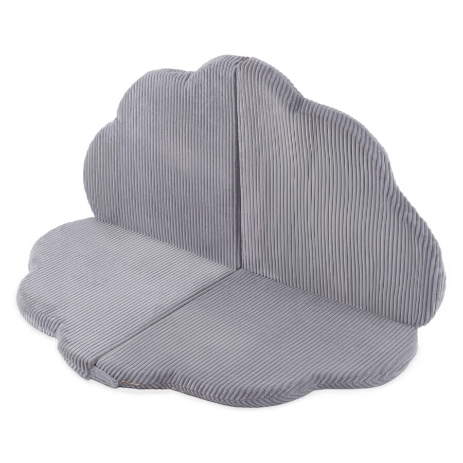PLUSH NEST gėlių formos kilimėlis, 115x115x5cm, premium velvetas – pilkas