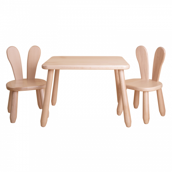 Medinis staliuko ir kėdutės komplektas "Zuikis" - Image 5