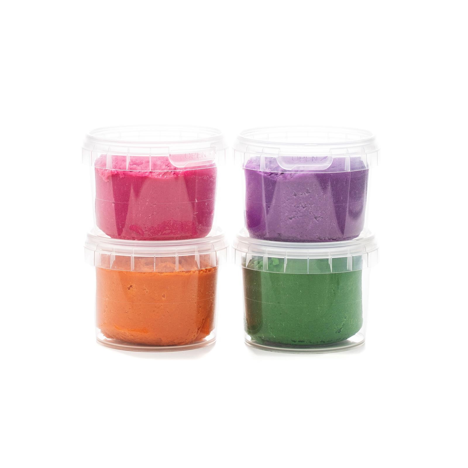 Ekologiško modelino rinkinys 4 x 120 g „Neogrün“ – oranžinė, žalia, rožinė, violetinė - Image 3