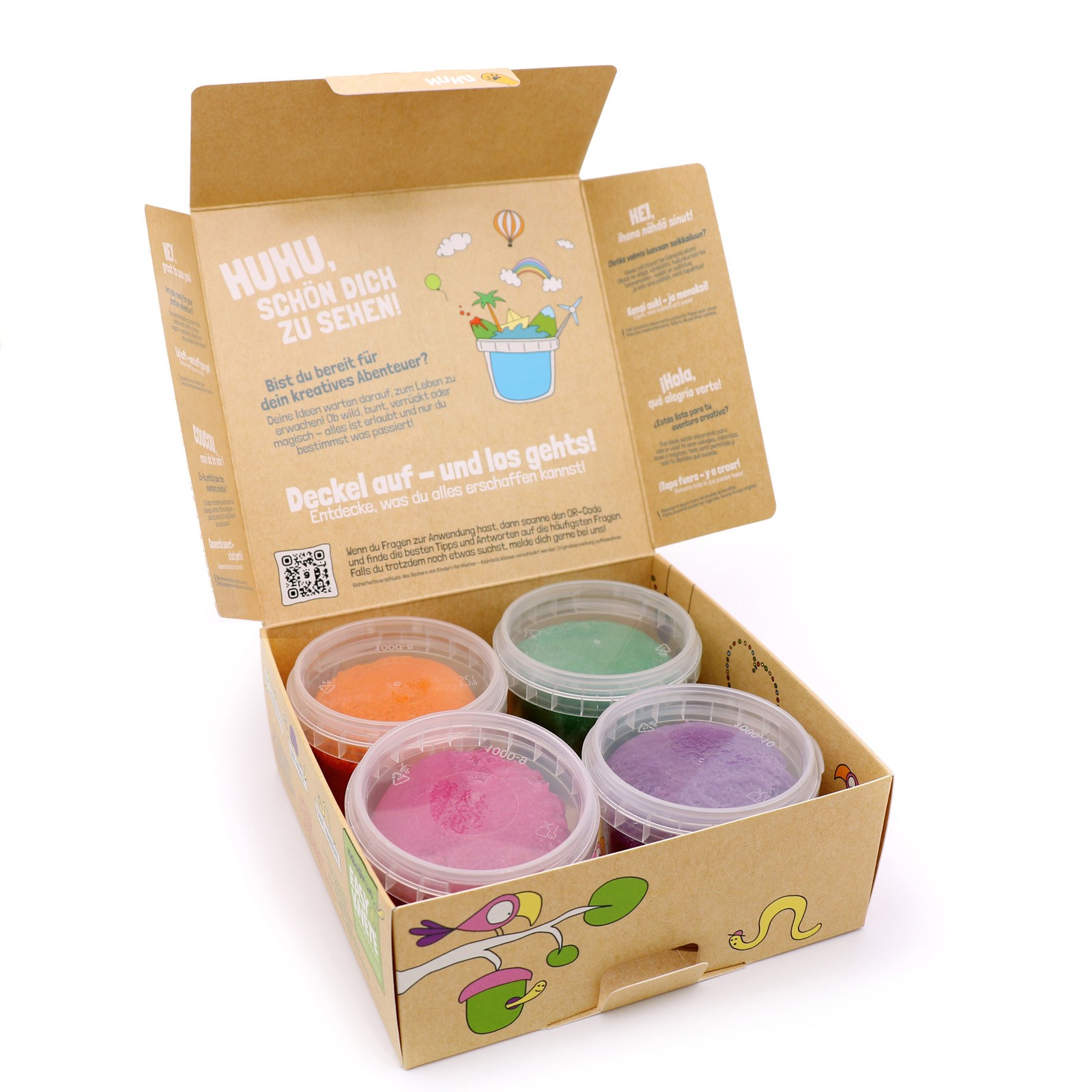 Ekologiško modelino rinkinys 4 x 120 g „Neogrün“ – oranžinė, žalia, rožinė, violetinė - Image 5