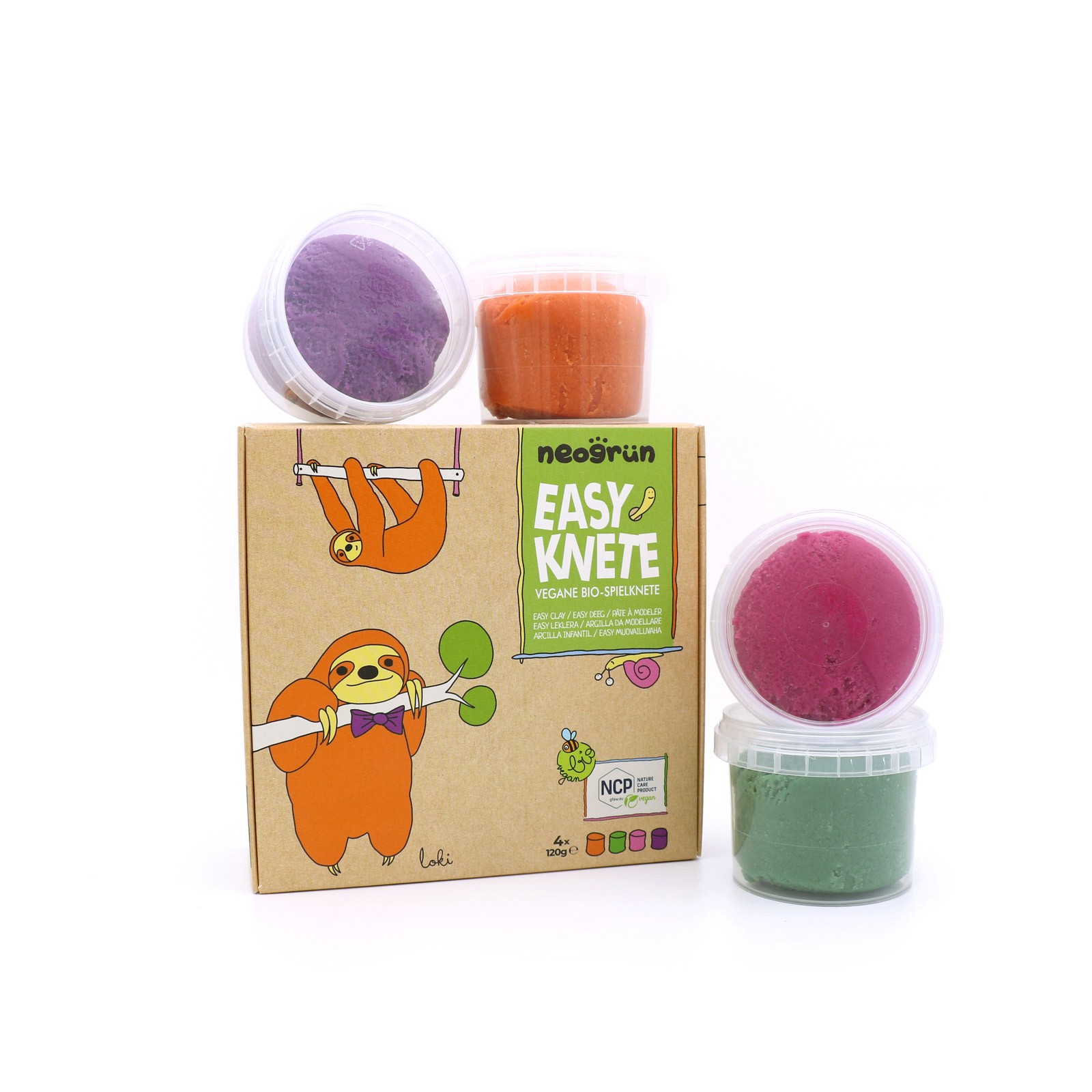 Ekologiško modelino rinkinys 4 x 120 g „Neogrün“ – oranžinė, žalia, rožinė, violetinė - Image 4