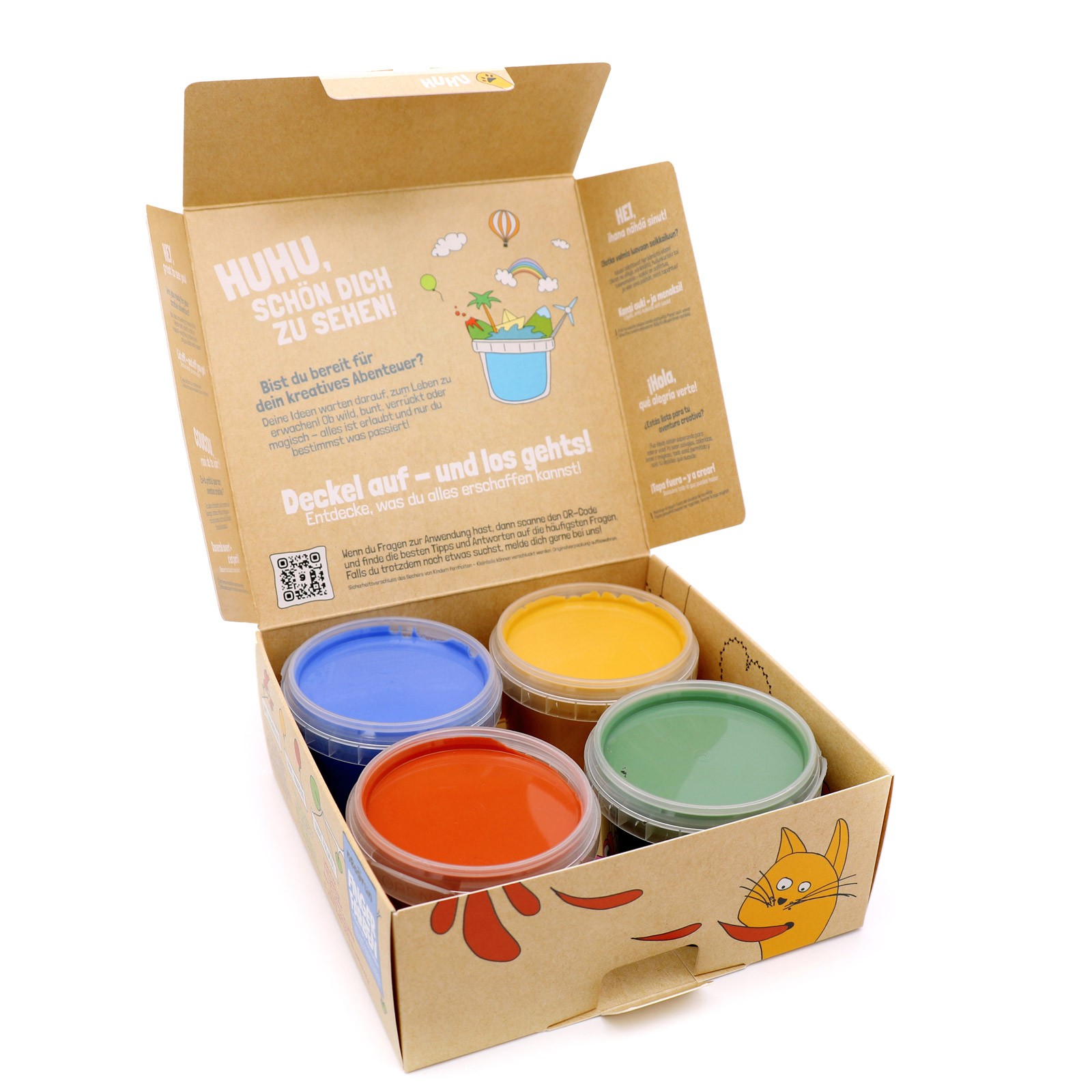 Ekologiškų pirštų dažų rinkinys 4 x 120 g „Neogrün“ – mėlyna, geltona, raudona, žalia - Image 3