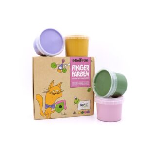 Ekologiškų pirštų dažų rinkinys 4 x 120 g „Neogrün“ – geltona, žalia, rožinė, violetinė