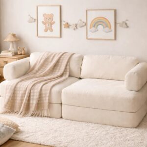 Modulinė žaidimų sofa vaikams – smėlinė