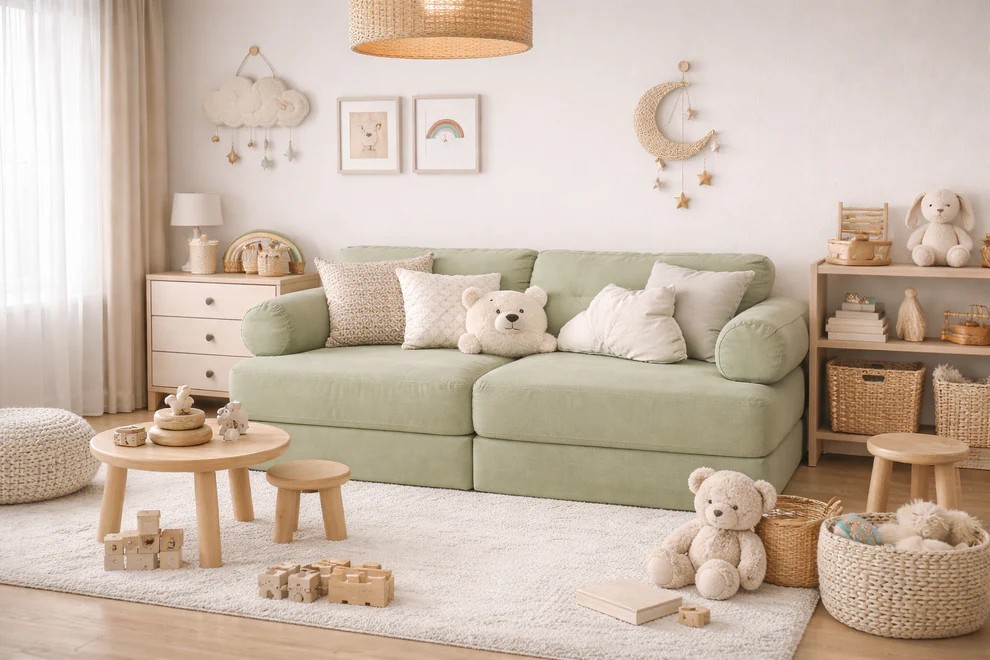 Modulinė žaidimų sofa vaikams – žalia - Image 2